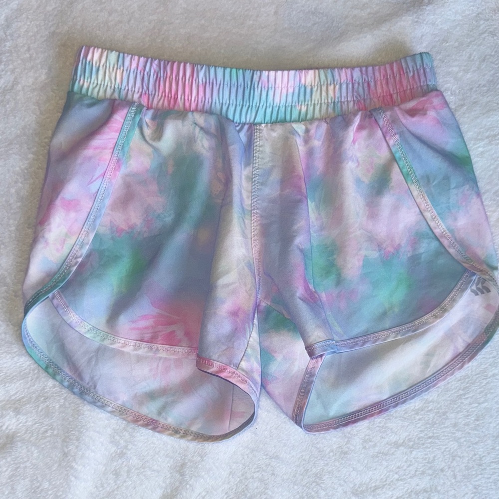 Girls running Pastel Tie-Dye Shorts